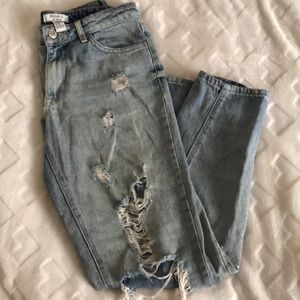 Forever 21 distress ripped boyfriend jeans